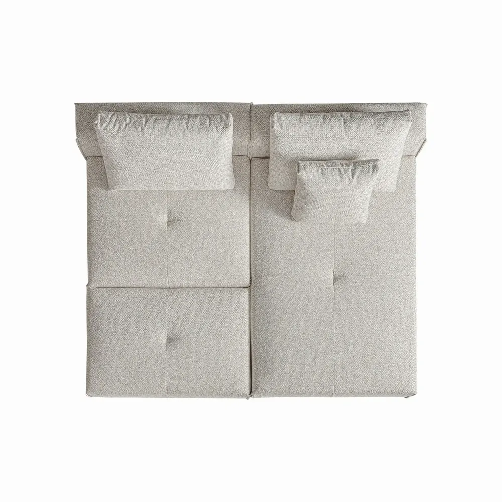 Footrests - Sofa module footrest in polyester off cream colour in 101x66x41 cm - VICAL