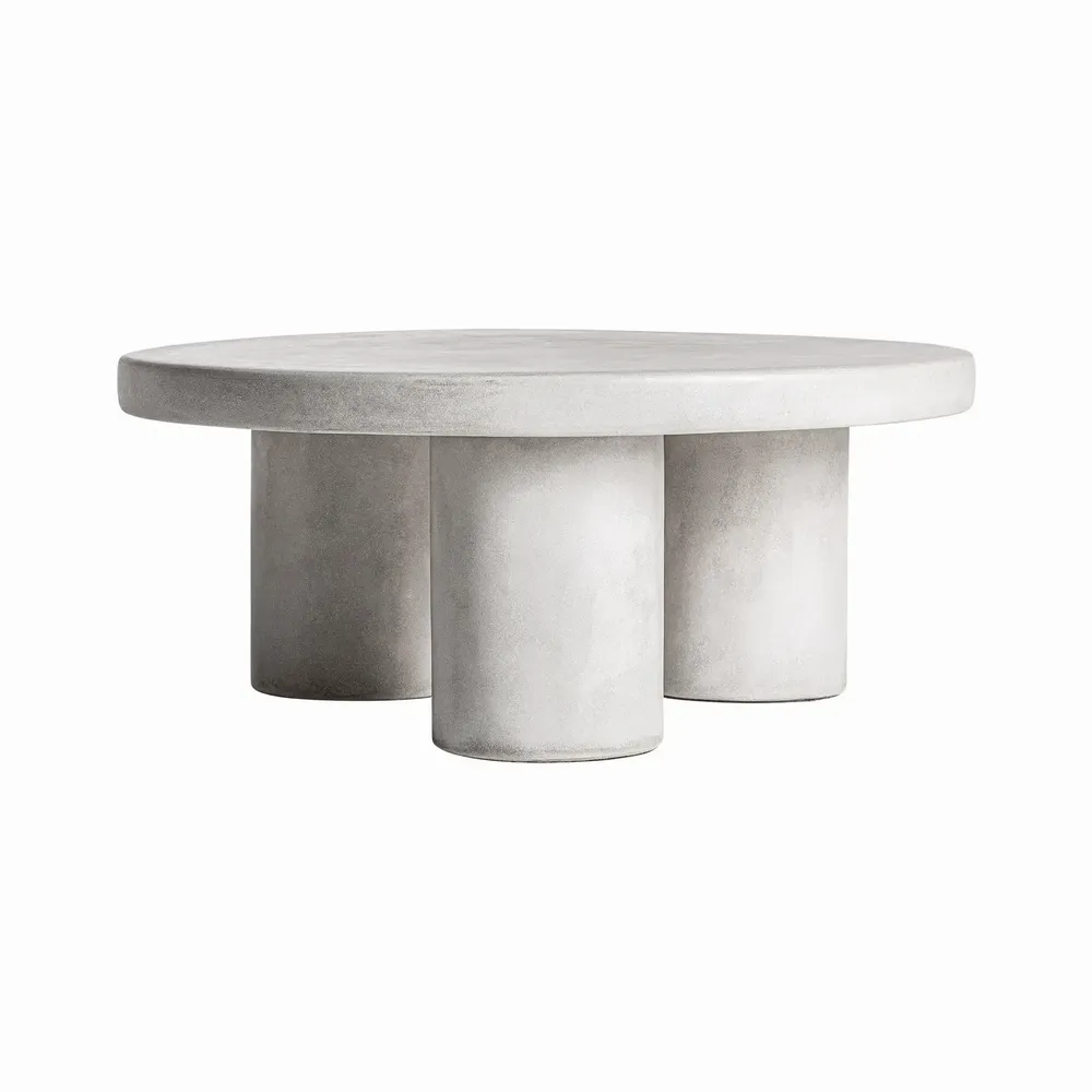 Tables basses - Table basse en grès gris cassé de 85x85x35 cm - VICAL
