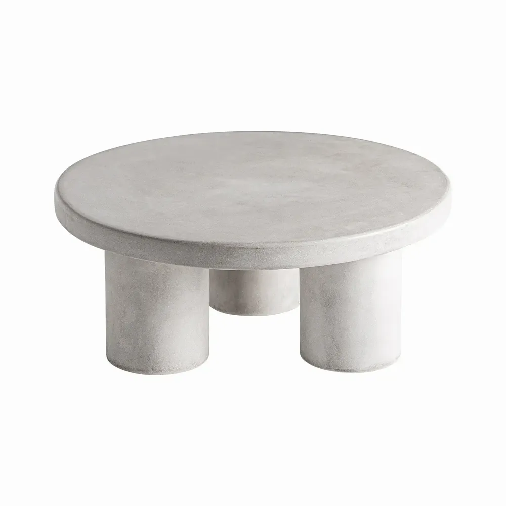Tables basses - Table basse en grès gris cassé de 85x85x35 cm - VICAL