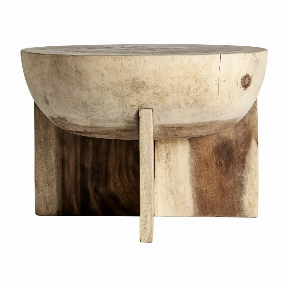 Tables basses - Table basse en bois de suar couleur marron cassé naturel en 60x60x41 cm - VICAL