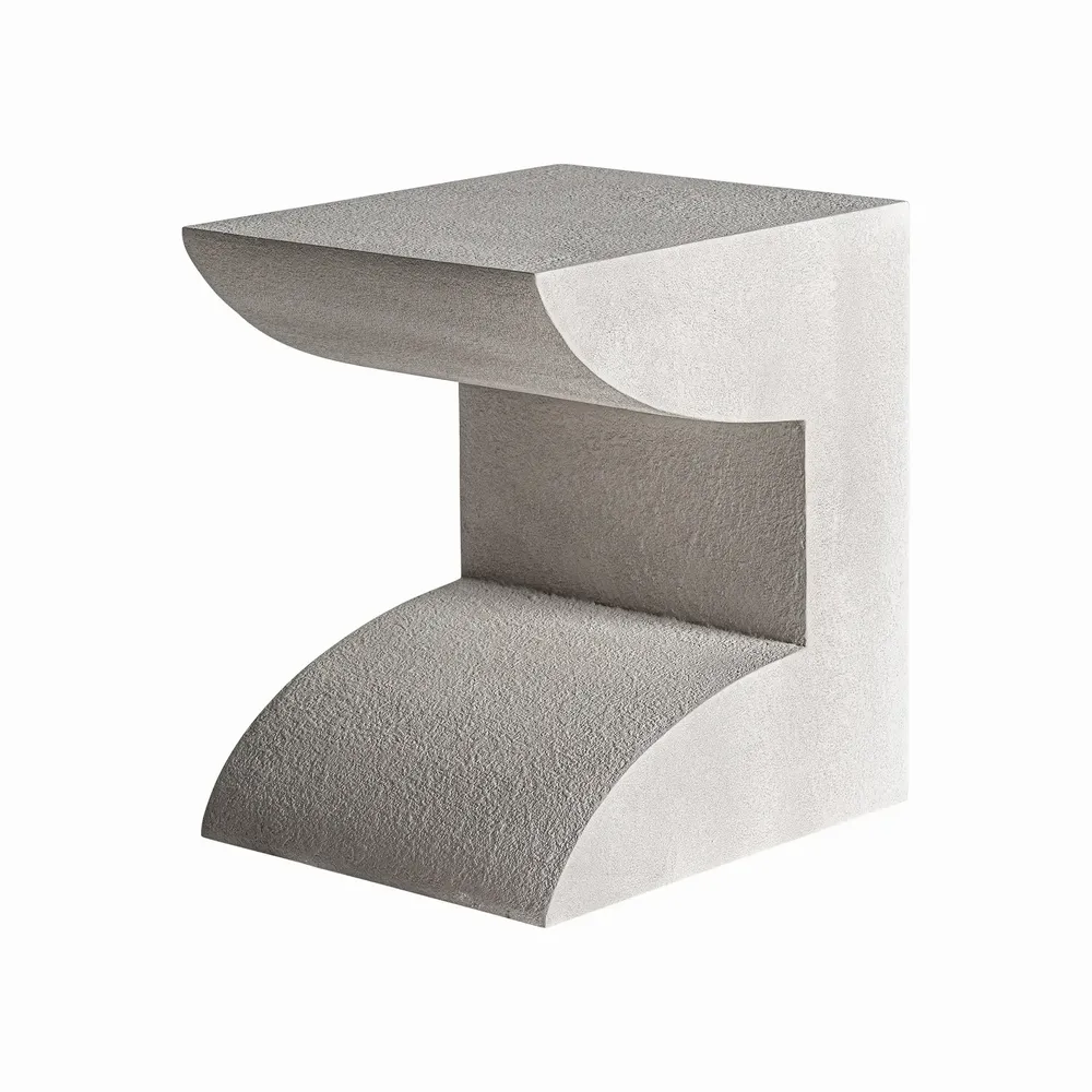 Autres tables - Table d'appoint en béton couleur blanc cassé en 48x41x55 cm - VICAL