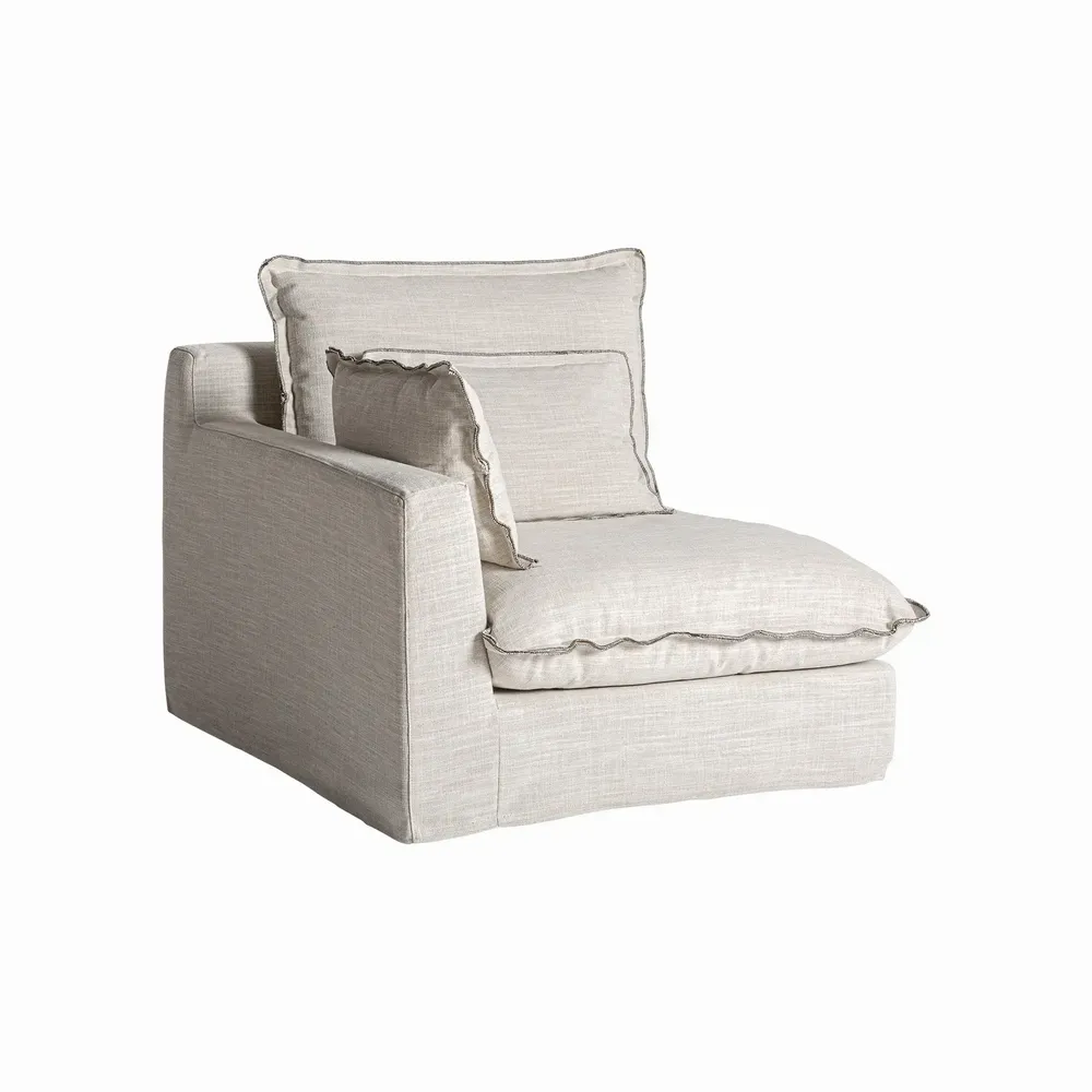 Canapés - Module canapé d'angle en polyester couleur blanc cassé en 96x108x94 cm - VICAL