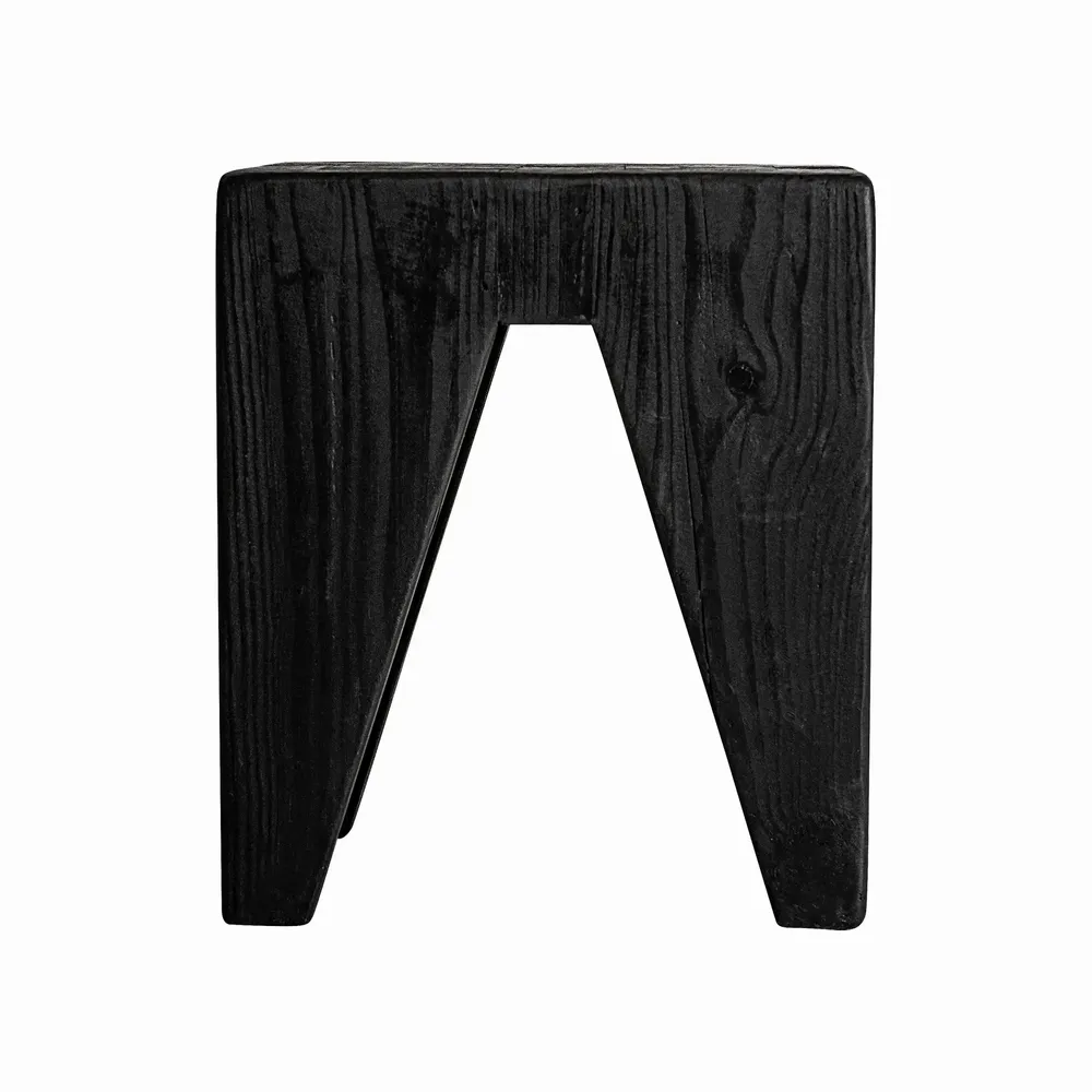 Tabourets - Tabouret en bois de pin recyclé couleur noir cassé en 35x35x40 cm - VICAL