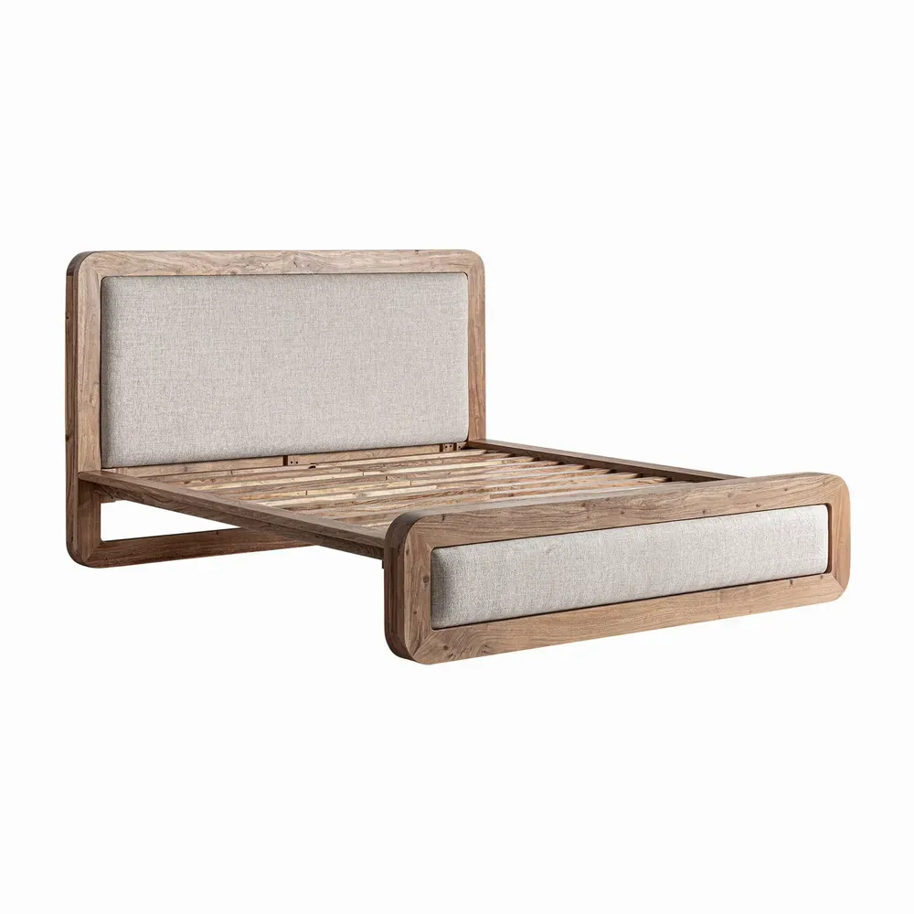 Beds - Bed in acacia wood off brown colour in 200x180x122 cm - VICAL
