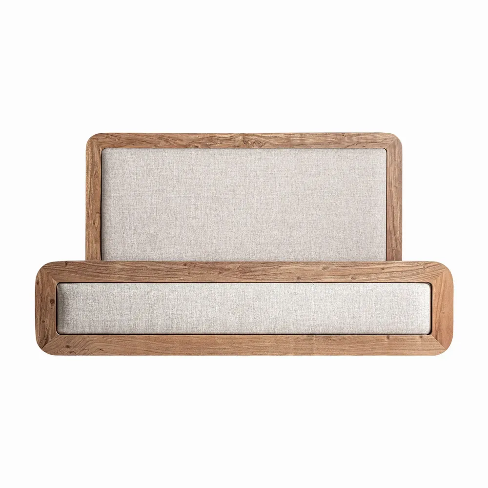 Beds - Bed in acacia wood off brown colour in 200x180x122 cm - VICAL