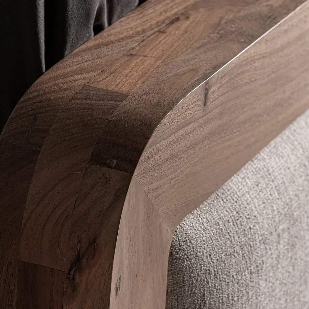 Beds - Bed in acacia wood off brown colour in 200x180x122 cm - VICAL