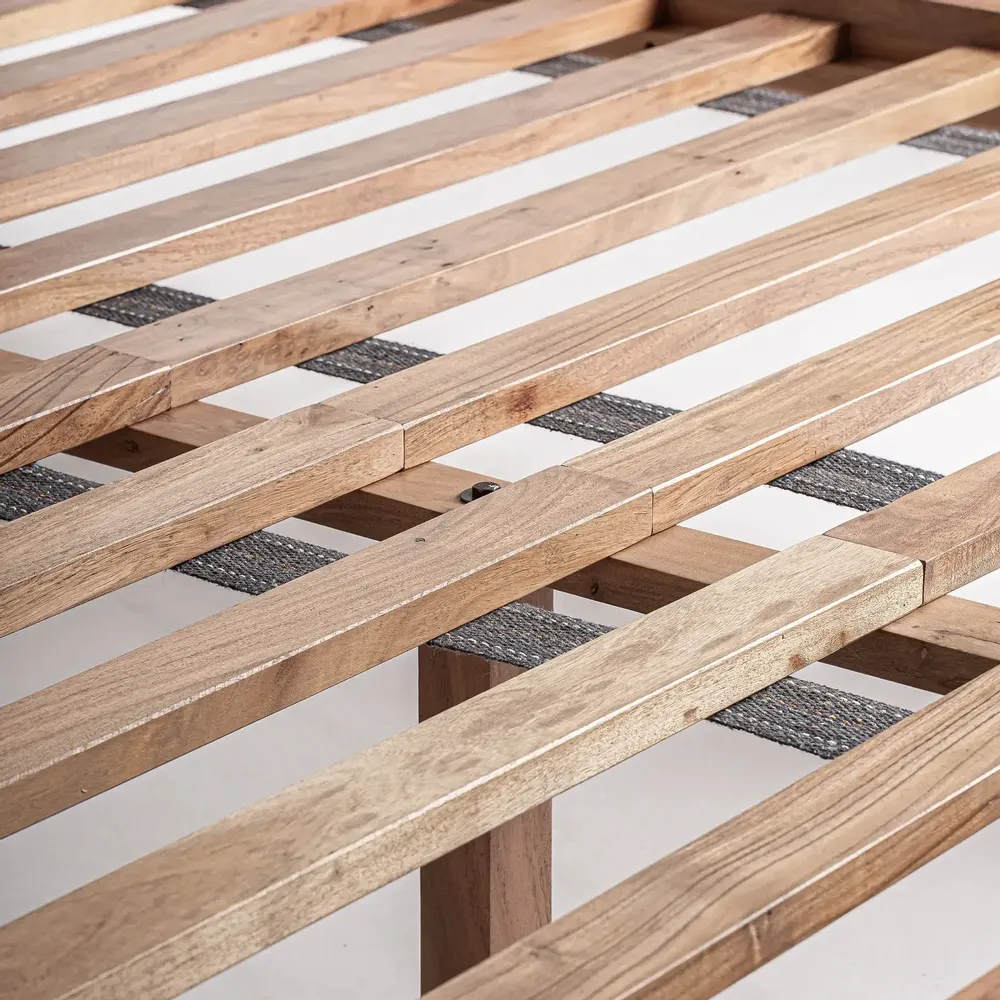 Beds - Bed in acacia wood off brown colour in 200x180x122 cm - VICAL