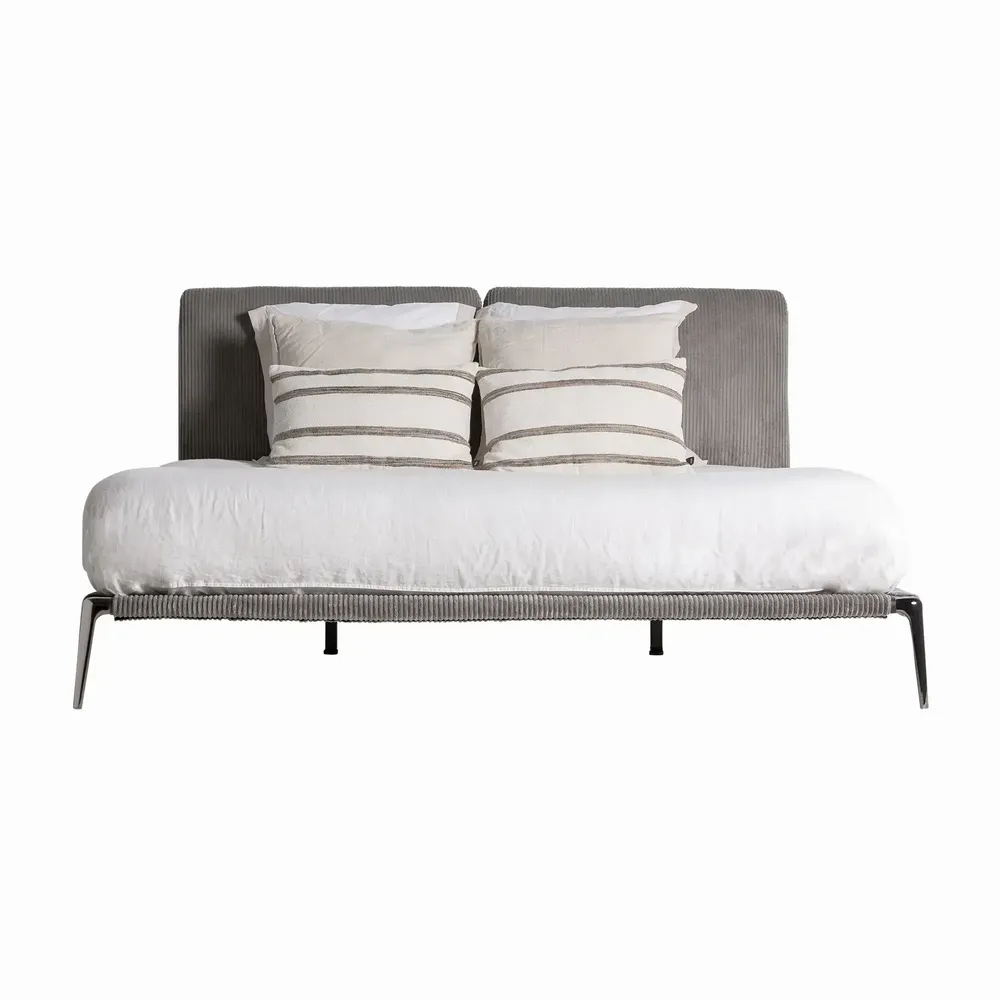 Beds - Bed in fabric off grey dark colour in 227x186x102 cm - VICAL