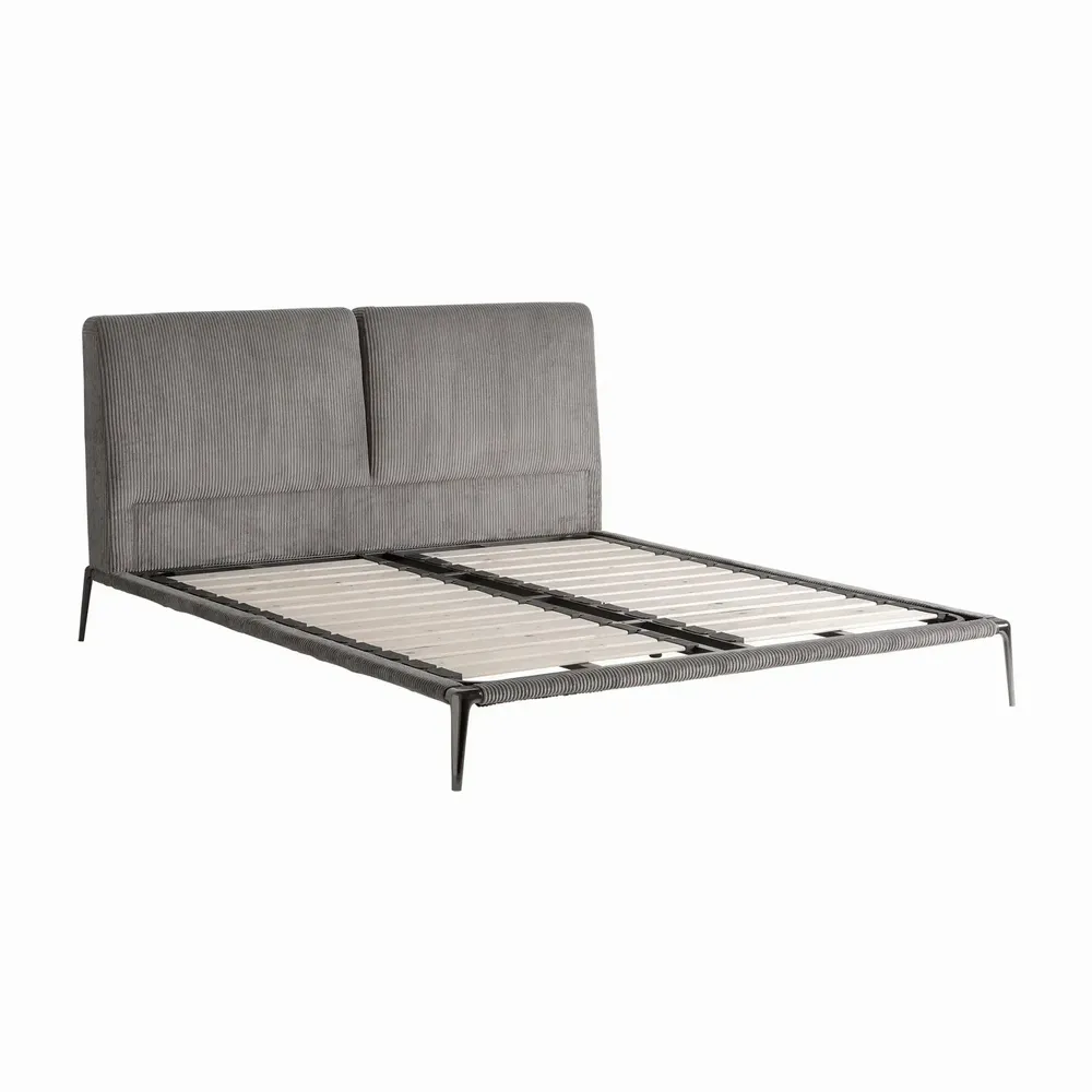 Beds - Bed in fabric off grey dark colour in 227x186x102 cm - VICAL