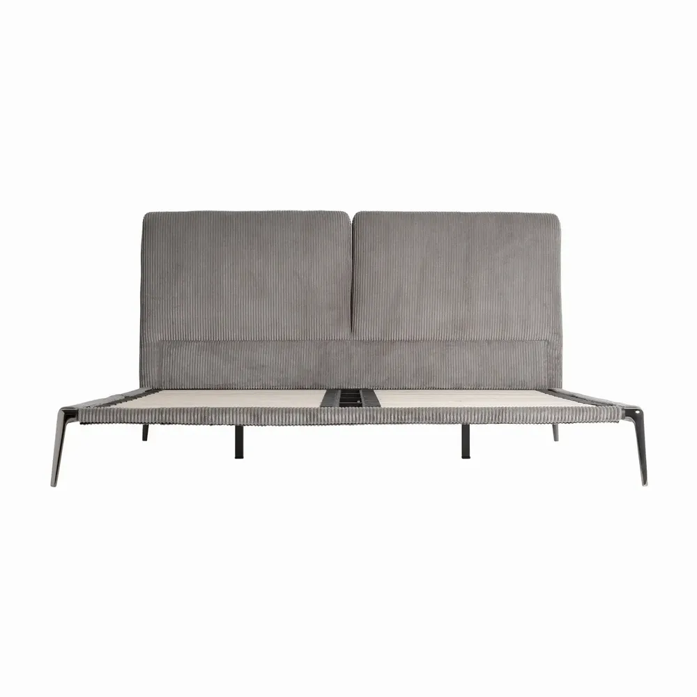 Beds - Bed in fabric off grey dark colour in 227x186x102 cm - VICAL