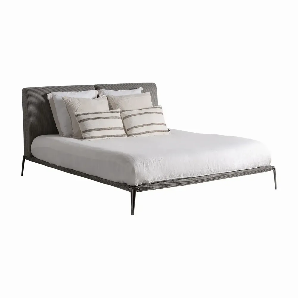 Beds - Bed in fabric off grey dark colour in 227x186x102 cm - VICAL