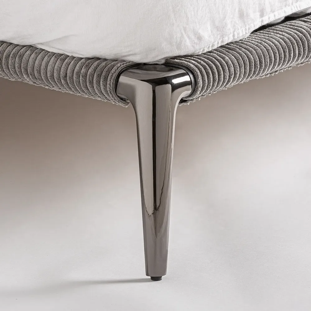 Beds - Bed in fabric off grey dark colour in 227x186x102 cm - VICAL