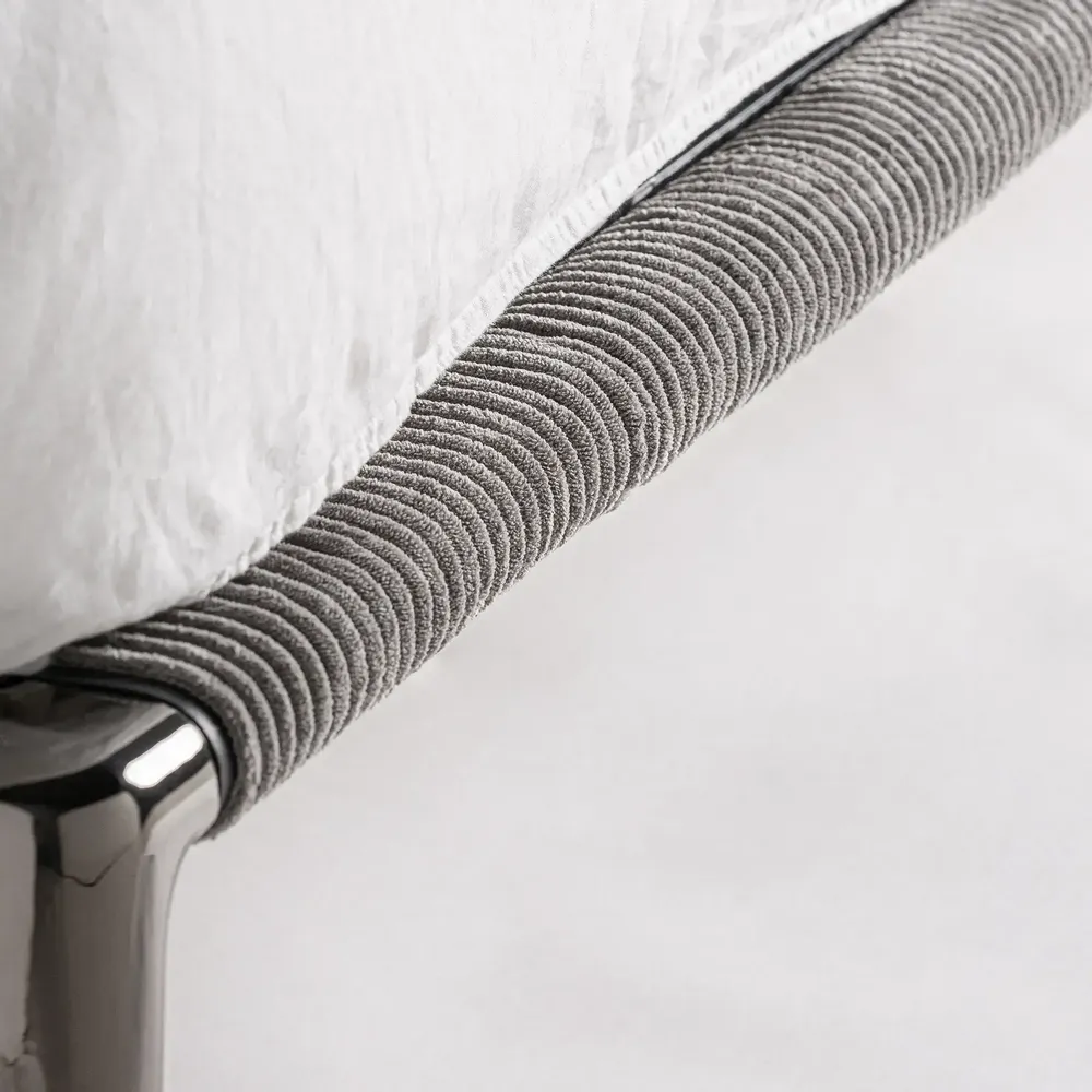 Beds - Bed in fabric off grey dark colour in 227x186x102 cm - VICAL