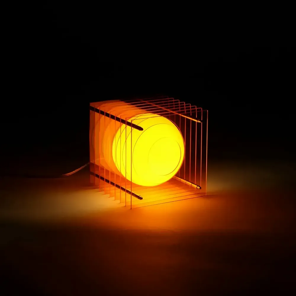 Lampes à poser - Lampe LOP petite carrée en acrylique orange - BANG