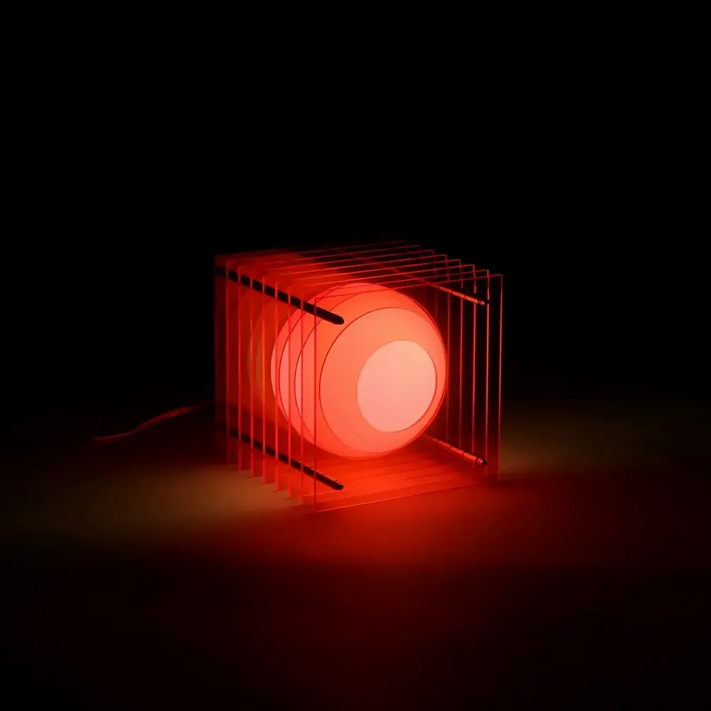 Desk lamps - LOP lamp small square in electric pink acrylic - BANG