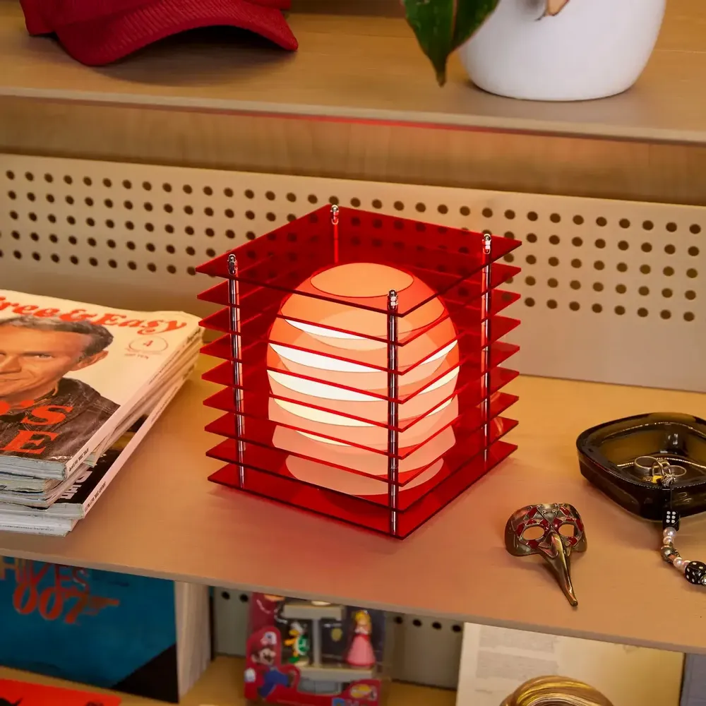 Desk lamps - LOP lamp small square in red acrylic - BANG