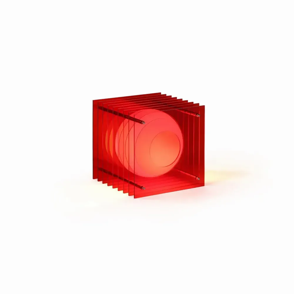Desk lamps - LOP lamp small square in red acrylic - BANG