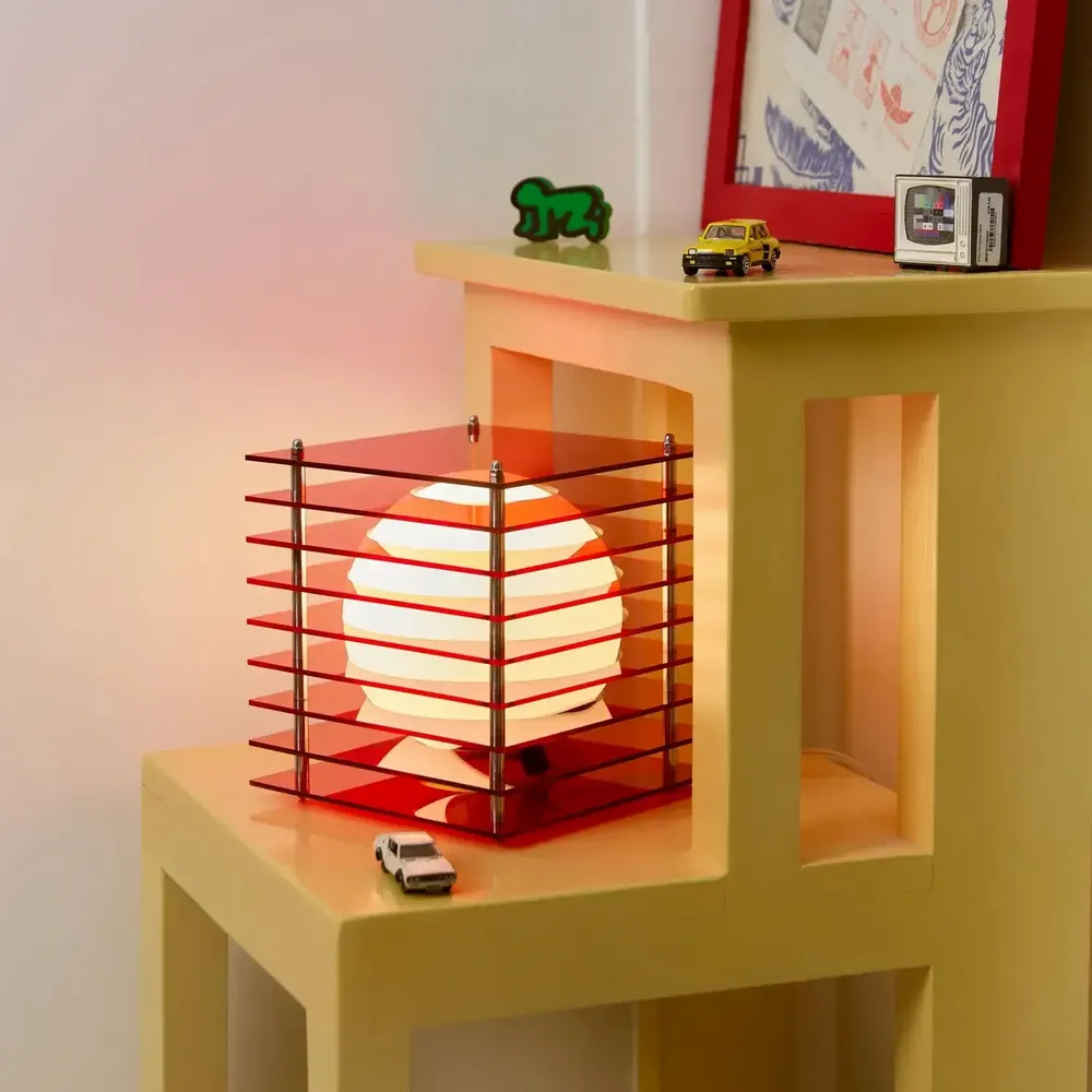 Desk lamps - LOP lamp small square in red acrylic - BANG