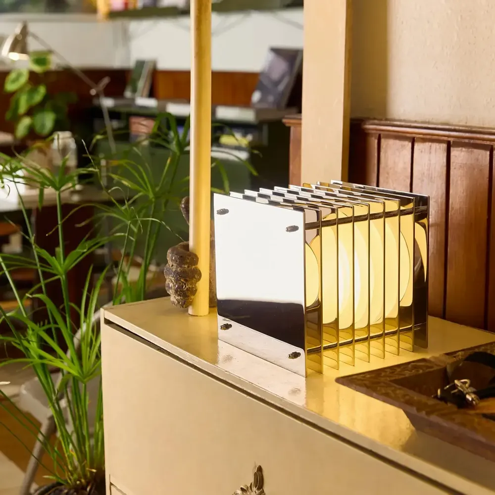 Desk lamps - LOP lamp small square in mirror polished stainless steel - BANG