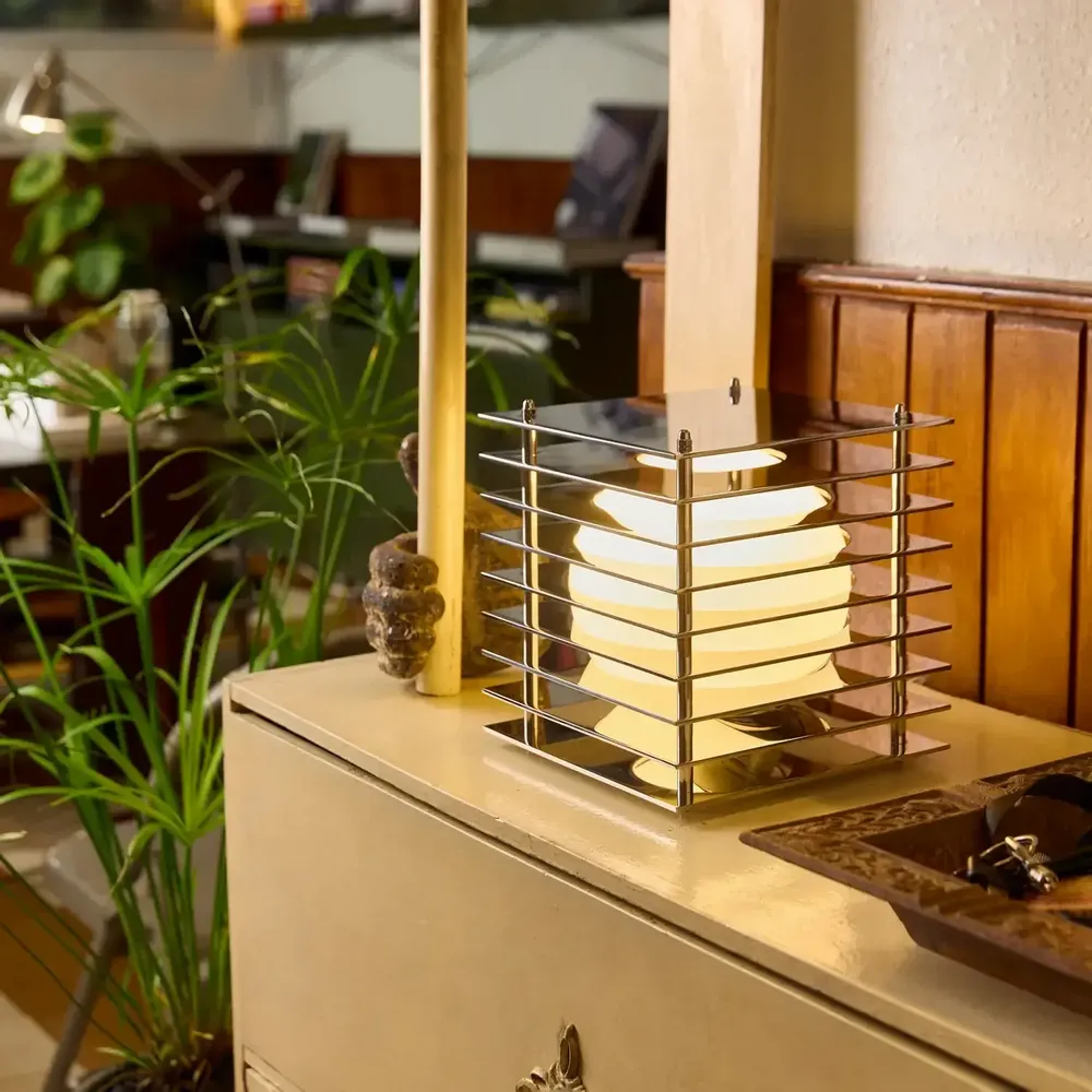 Desk lamps - LOP lamp small square in mirror polished stainless steel - BANG