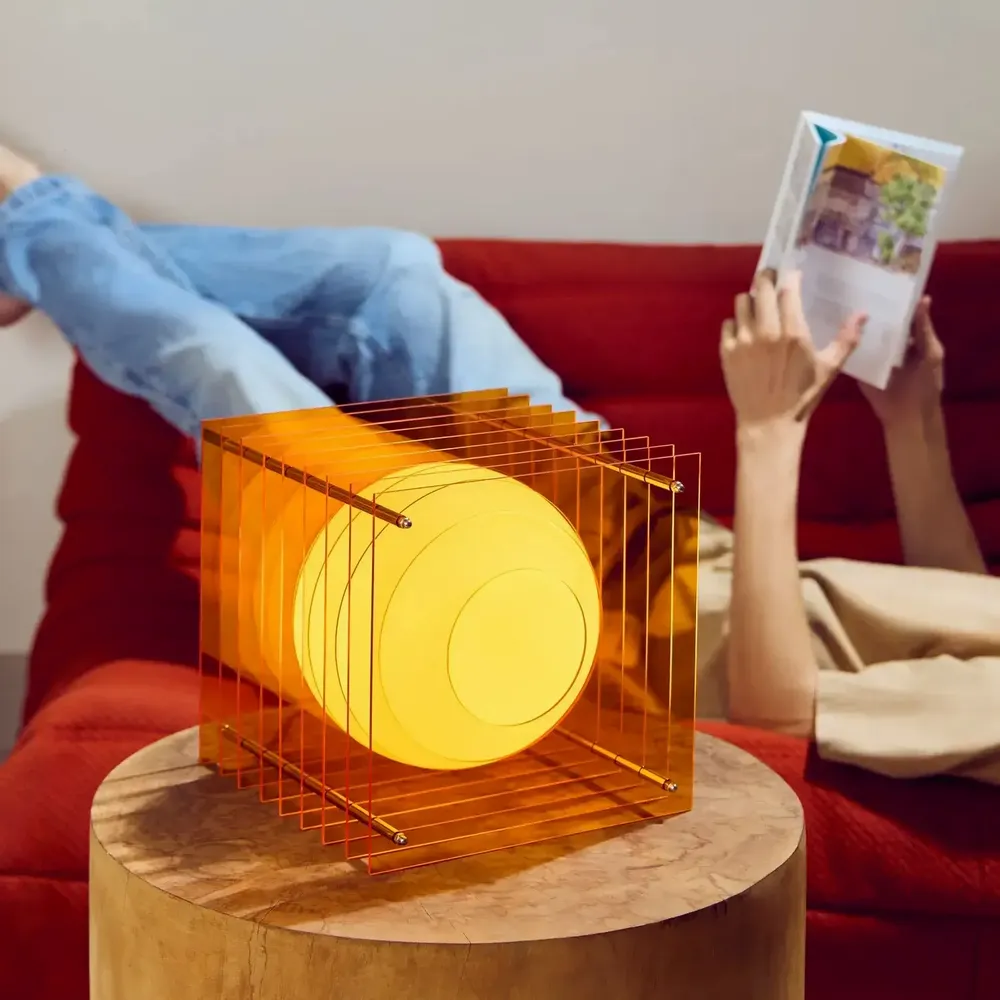Desk lamps - LOP lamp big square in orange acrylic - BANG