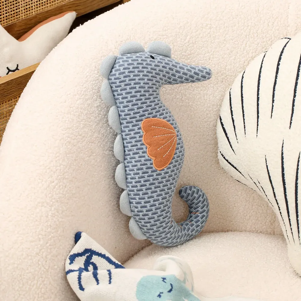 Soft toy - Plush - Blue Seahorse - Organic Cotton - POMME