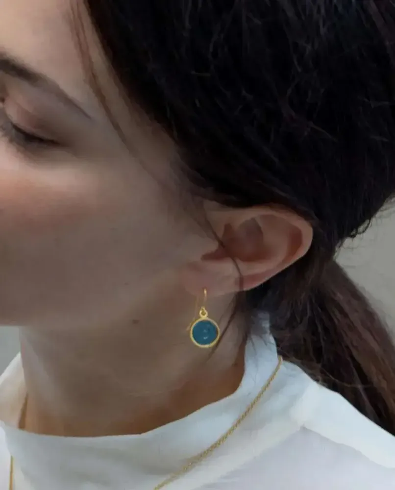 Jewelry - HOOK GOLDEN EARRINGS GAUDÍ JEWELRY BLUE - JOIDART