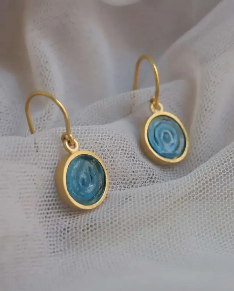 Jewelry - HOOK GOLDEN EARRINGS GAUDÍ JEWELRY BLUE - JOIDART