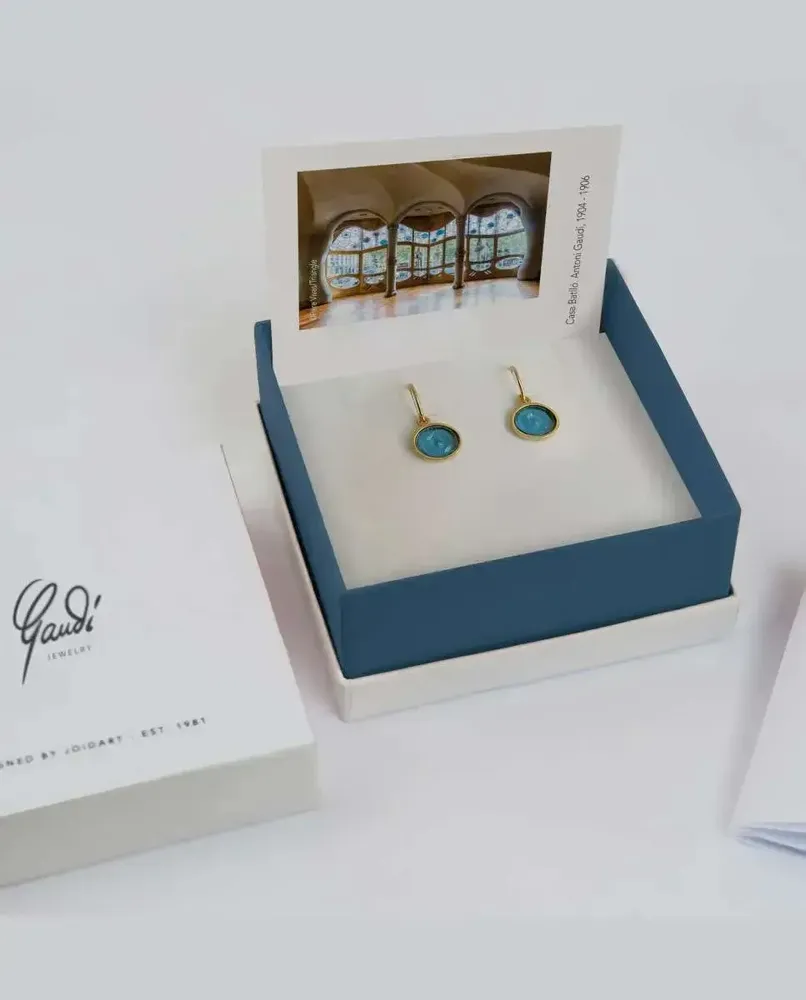 Jewelry - HOOK GOLDEN EARRINGS GAUDÍ JEWELRY BLUE - JOIDART