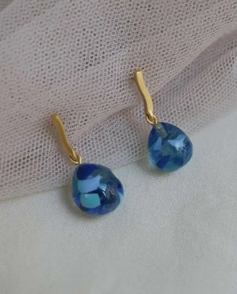 Jewelry - GOLDEN EARRINGS GAUDÍ JEWELRY BLUE - JOIDART