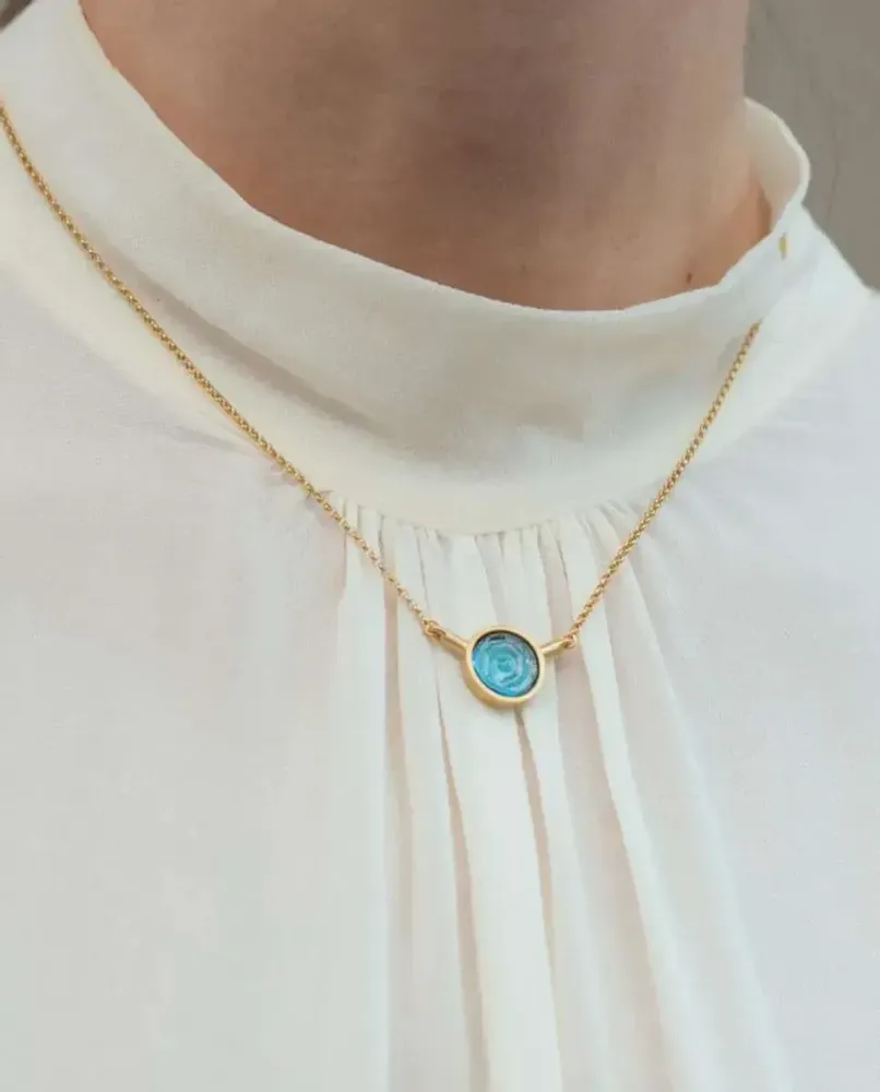 Jewelry - GOLDEN NECKLACE GAUDÍ JEWELRY CASA BATLLÓ BLUE - JOIDART