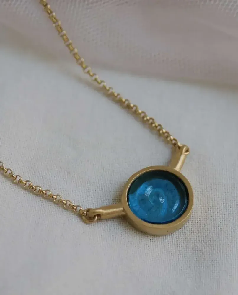 Jewelry - GOLDEN NECKLACE GAUDÍ JEWELRY CASA BATLLÓ BLUE - JOIDART