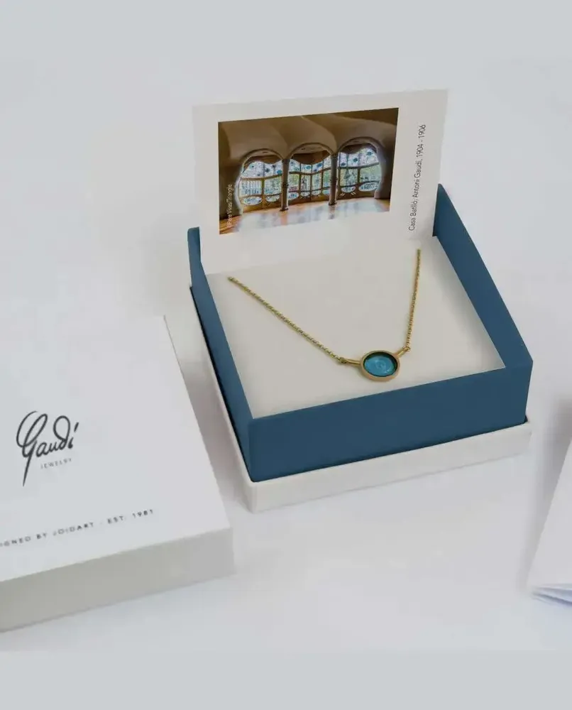 Jewelry - GOLDEN NECKLACE GAUDÍ JEWELRY CASA BATLLÓ BLUE - JOIDART