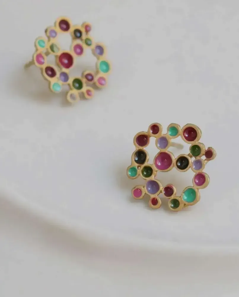 Bijoux - BOUCLES D'OREILLES GRANDES DORÉES CANDY COLOURS - JOIDART