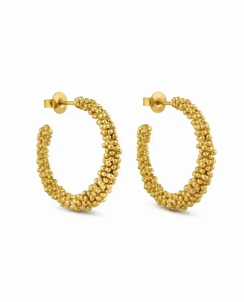 Jewelry - LARGE GOLDEN HOOP EARRINGS STARDUST - JOIDART