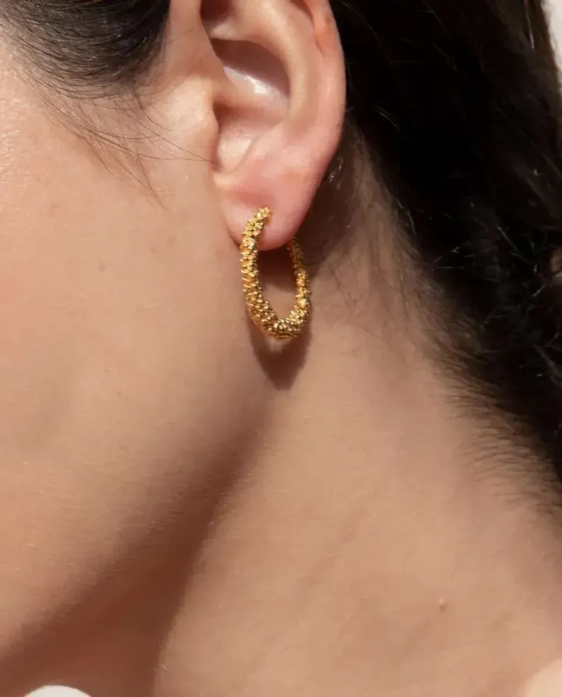 Jewelry - LARGE GOLDEN HOOP EARRINGS STARDUST - JOIDART