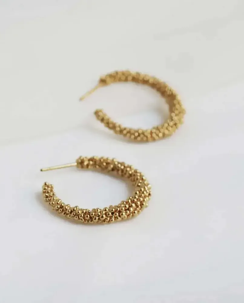 Jewelry - LARGE GOLDEN HOOP EARRINGS STARDUST - JOIDART