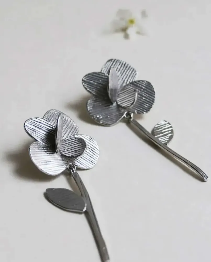Jewelry - LONG SILVER EARRINGS PAMPALONIA - JOIDART