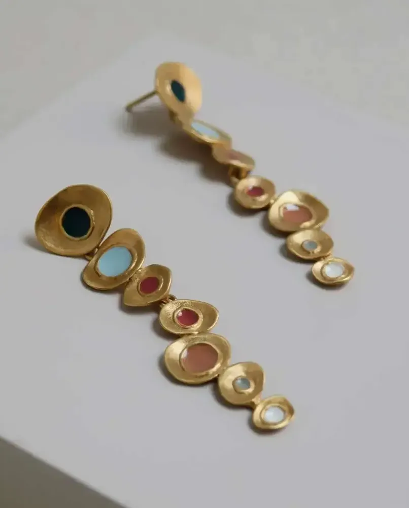 Jewelry - LONG GOLDEN EARRINGS FAVORITA COLORS - JOIDART