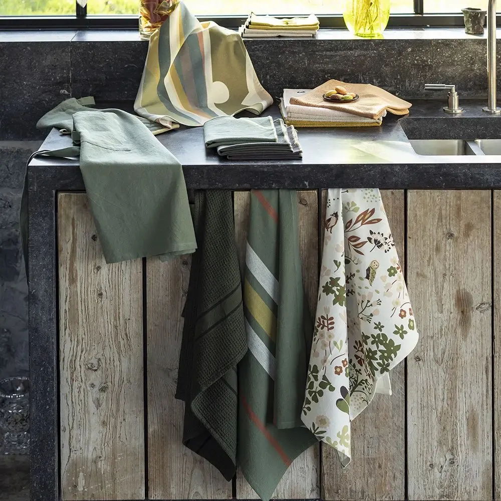 Dish towels - Yuna Marmelade/natural recycled washed tea towel 50 x 70 - MAISON VIVARAISE - SDE VIVARAISE WINKLER