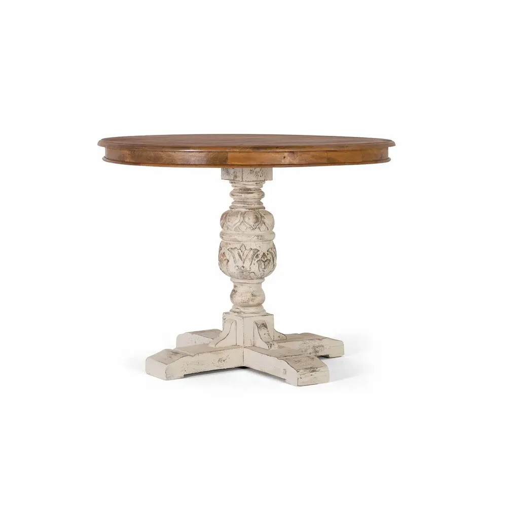 Dining Tables - Dining table in natural and aged white mango wood 1 meter - GINER Y COLOMER