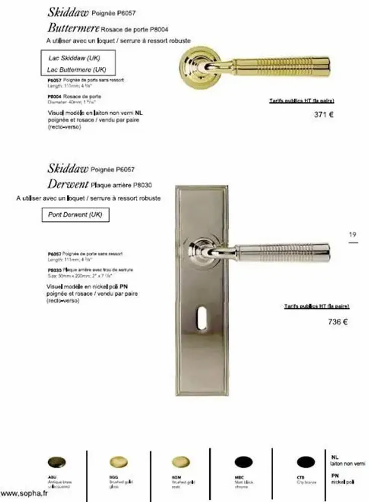 Artistic hardware - Samuel Heath Door Handles - SOPHA INDUSTRIES SAS