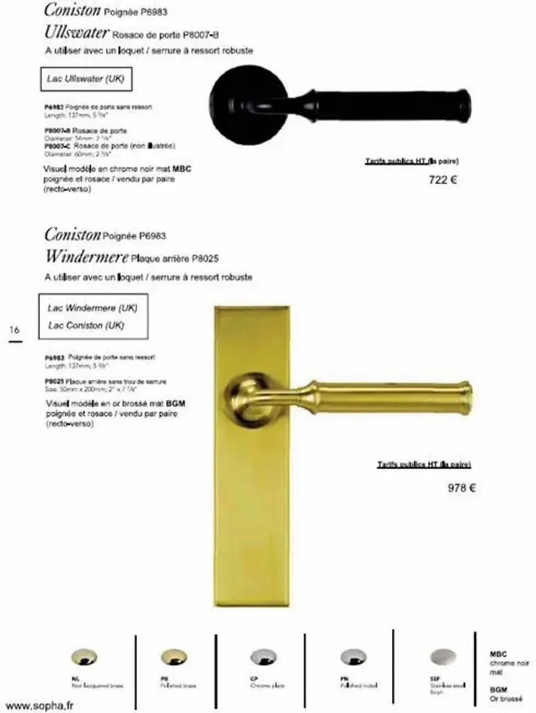 Artistic hardware - Samuel Heath Door Handles - SOPHA INDUSTRIES SAS