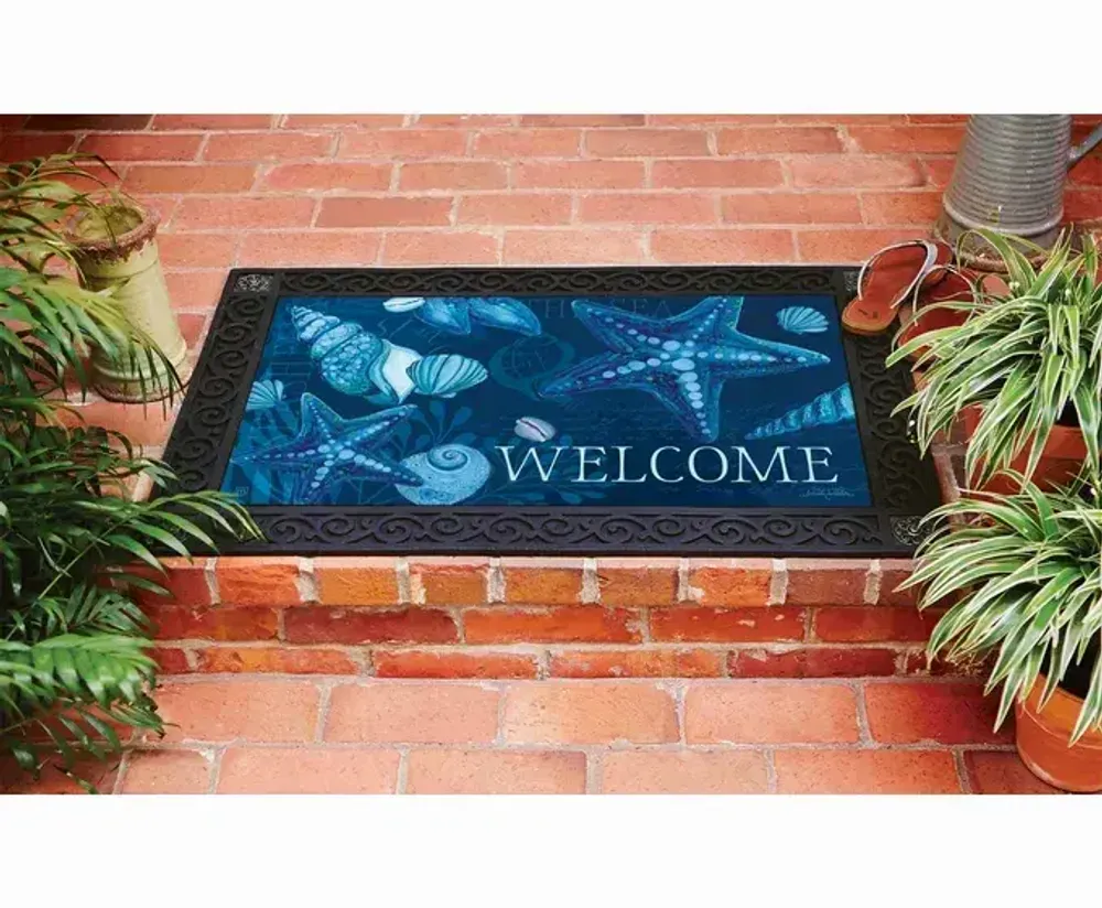 Decorative objects - blue seashells doormat. - KARENA INTERNATIONAL