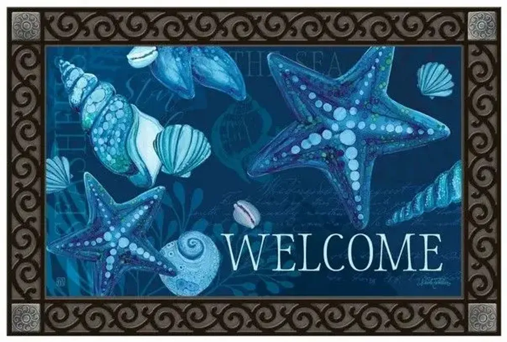 Decorative objects - blue seashells doormat. - KARENA INTERNATIONAL