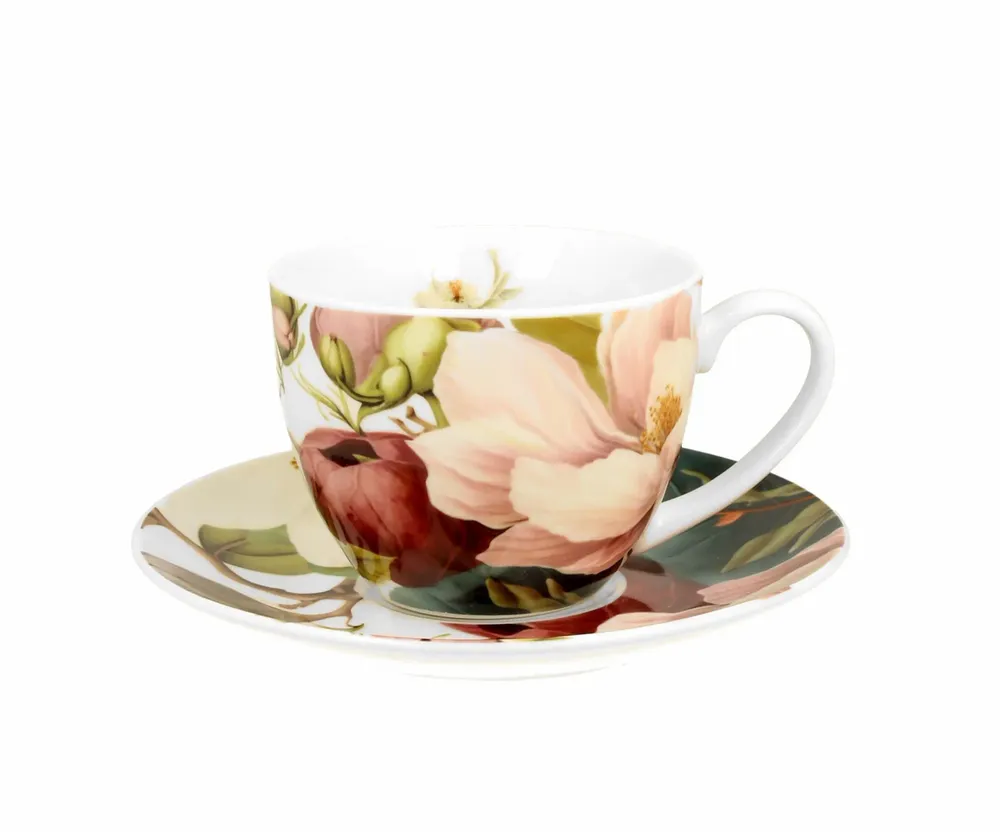 Decorative objects - cup and auacer magnolia - KARENA INTERNATIONAL