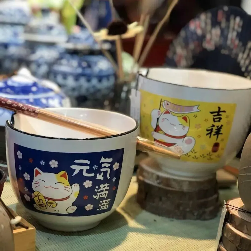Tea and coffee accessories - Kitty Bowl & Chopstick Boxes/ref: 20030B - GALERIE D'ORIENT