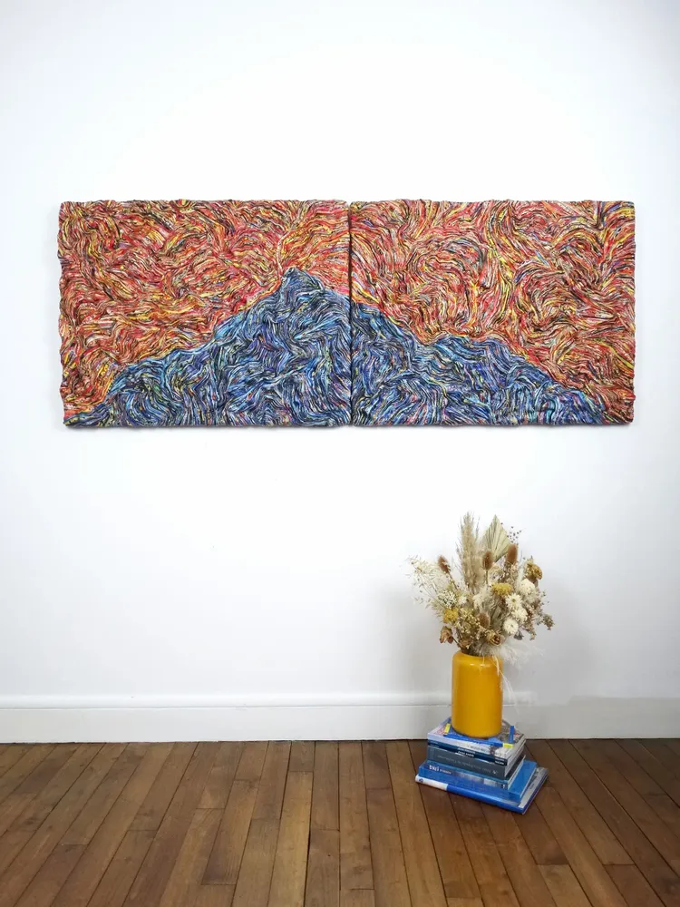 Pièces uniques - Oeuvre murale papiers recyclés Diptyque Chuzenji pièce unique - HELENE SIELLEZ