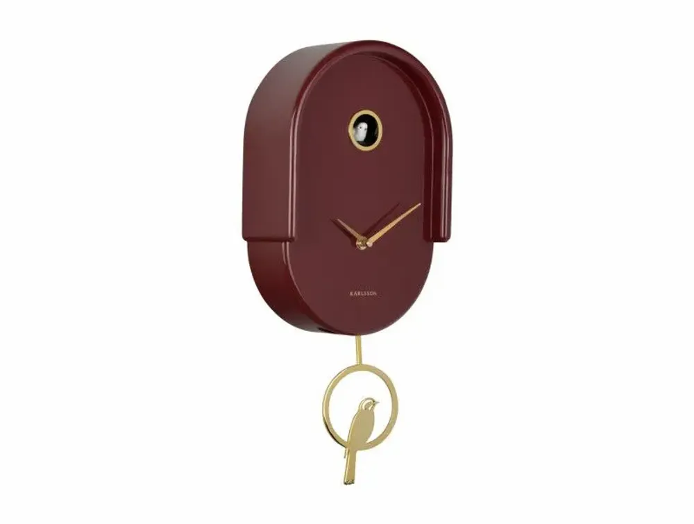 Clocks - Wall clock Tweet burgundy red - PRESENT TIME