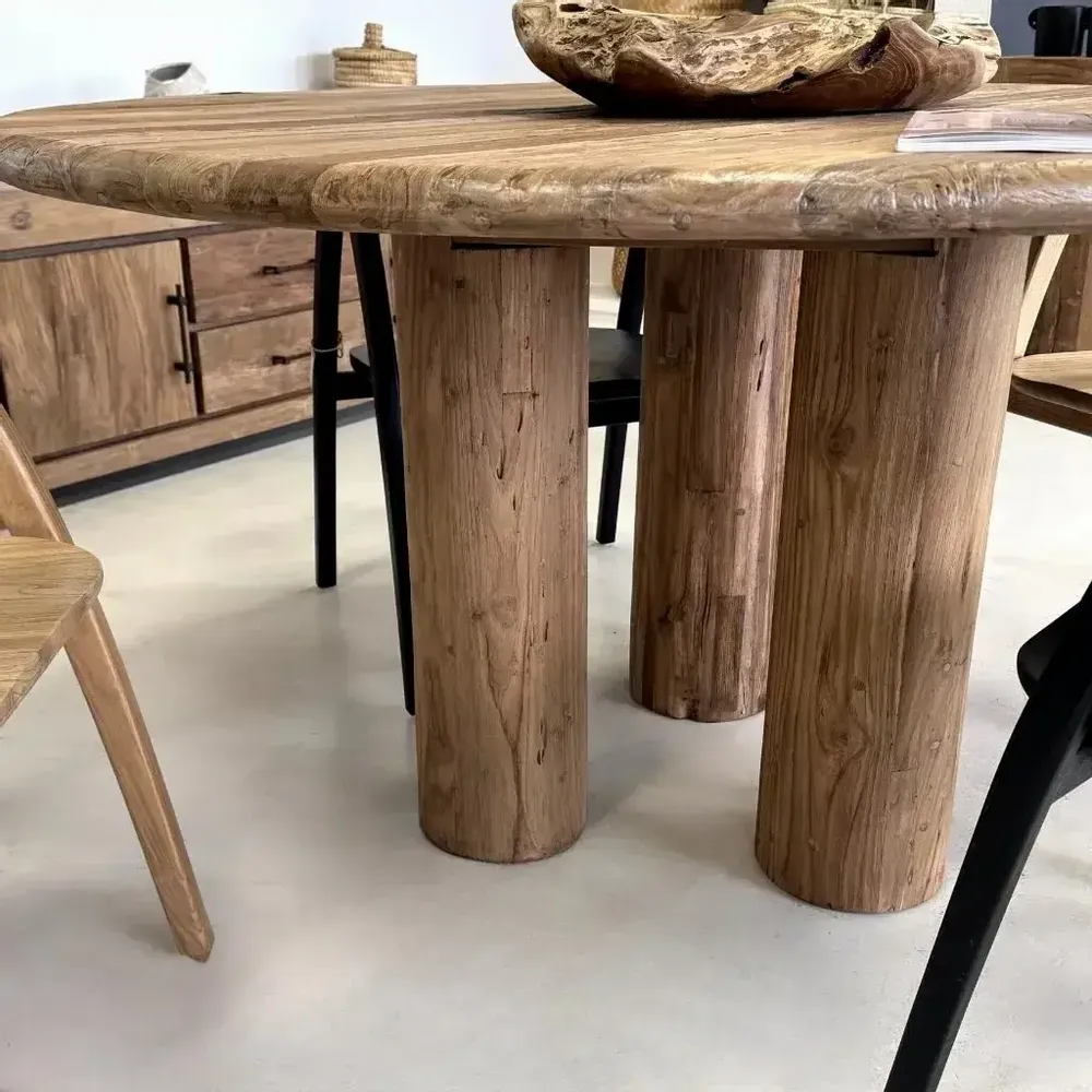 Tables Salle à Manger - Table à manger ronde en bois de teck recyclé - RONNY - HYDILE